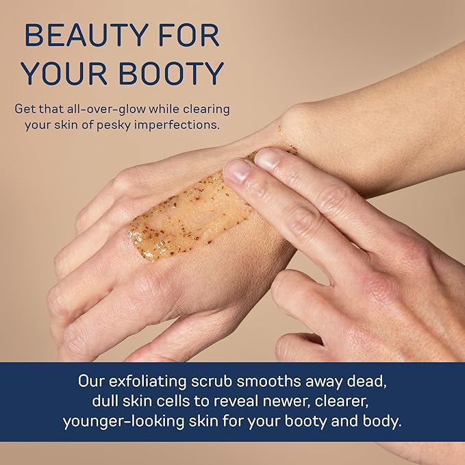 Body Scrub Exfoliating Cleanser - Butt Scrub with Hyaluronic Acid, Jojoba Oil, & Vitamin C - Clarifying & Hydrating Butt Exfoliator, 3.04 oz (Pack of 1)