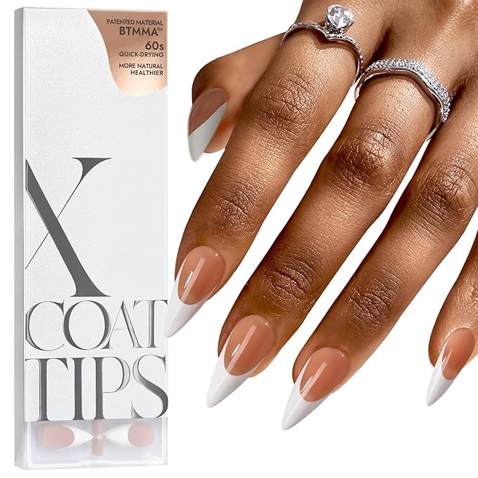 BTArtboxnails French Gel Nail Tips - French Tip Press on Nails Brown Long Stiletto XCOATTIPS, Fake Nails for Nail Art DIY