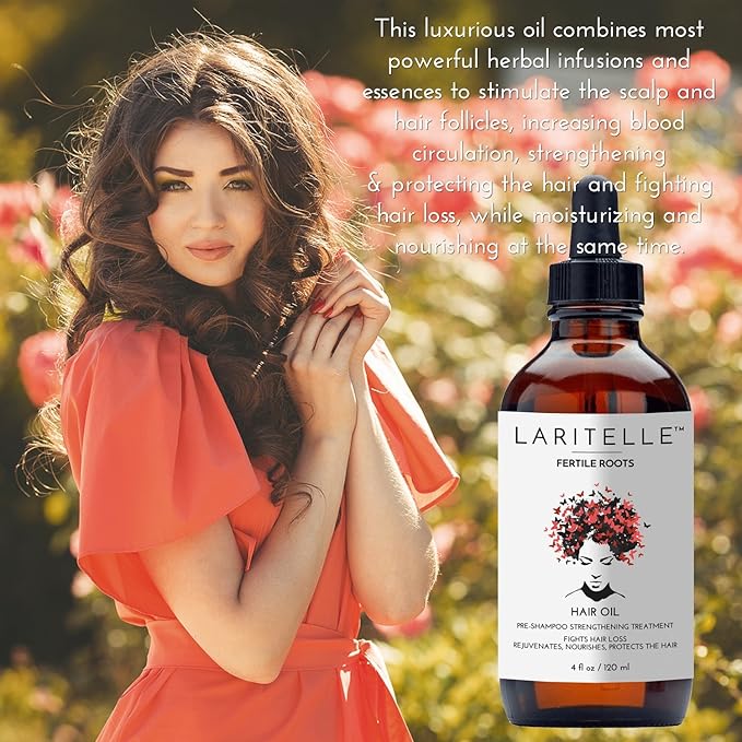 Laritelle Organic Hair Loss Treatment for Men and Women | Fortifying, Strengthening and Follicle Rejuvenating | Stops Hair Shedding, Promotes New Hair Growth | GMO-free. Vegan | 4 oz