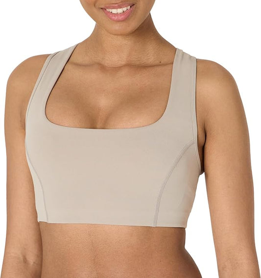 Amazon Essentials Women's Active FormFlex Buttery Soft Light Support Square Neck Racerback Sports Bra