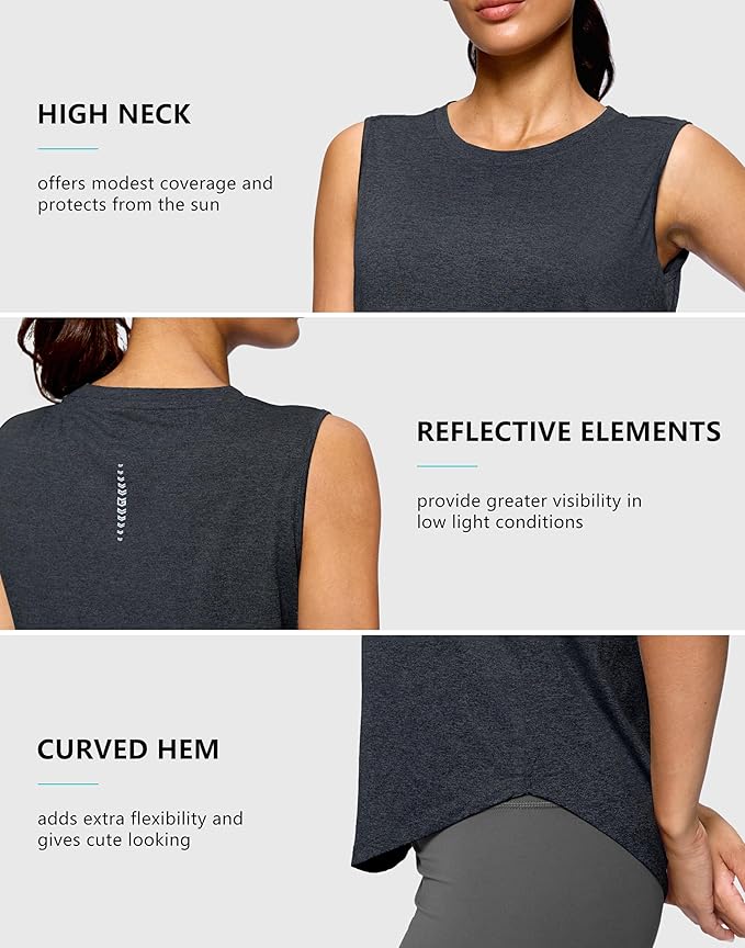 G Gradual Women's Workout Tank Tops Lightweight Sleeveless High Neck Athletic Shirts for Running Gym Tennis Pickleball