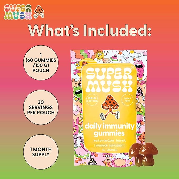 Dr. G Daily Greens Gummies - Lion’s Mane, Spirulina, Chlorella, Ashwagandha, Prebiotics & Vitamins C, D, Zinc - Sugar Free Greens Gummies for Immunity, Gut Health & Radiance - Vegan 60 Ct