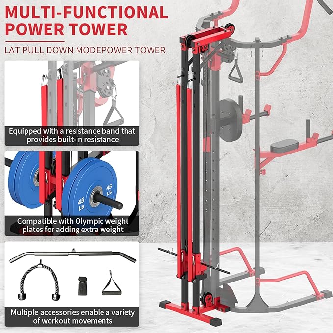 Eisenlink Power Tower Pull Up Dip Station LAT Pull Down Machines Multi-Function Workout Equipment Home Gym