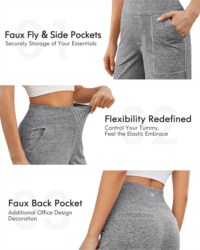 G4Free Yoga Pants Women Wide Leg Pants with Pockets High Waist Stretch Dress Casual Sweatpants Petite/Regular/Tall