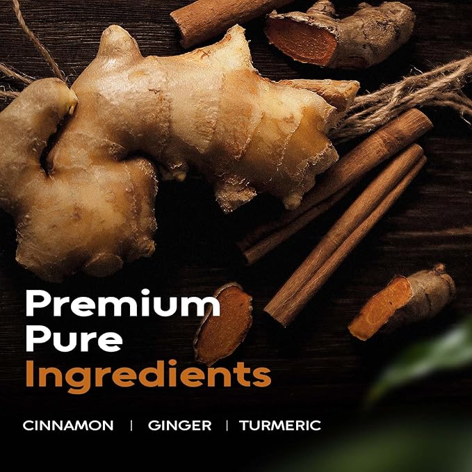FullChea - Turmeric Ginger Cinnamon Tea Bags, 120 Teabags, 2g/bag - Premium Turmeric, Ginger, Cinnamon - Non-GMO - Caffeine-free - Aid Digestion & Boost Immunity
