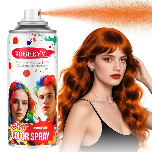 Orange Hair Spray Temporary Hair Color Spray for Kids Women Men, Washable Temporary Orange Hair Dye Hair Paint Wax Hairspray, Hair Color Wax for Halloween Cosplay Festival Party Costume Makeup,4.06 oz