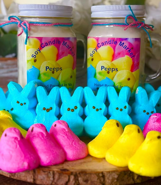 Soy Scented Candles | Handmade & Highly Aromatic Candles Burns Upto 85 Hours in Glass Jar - Perfect for Home Decor, Wedding, Birthday, Dinner (Peeps, 12 oz)