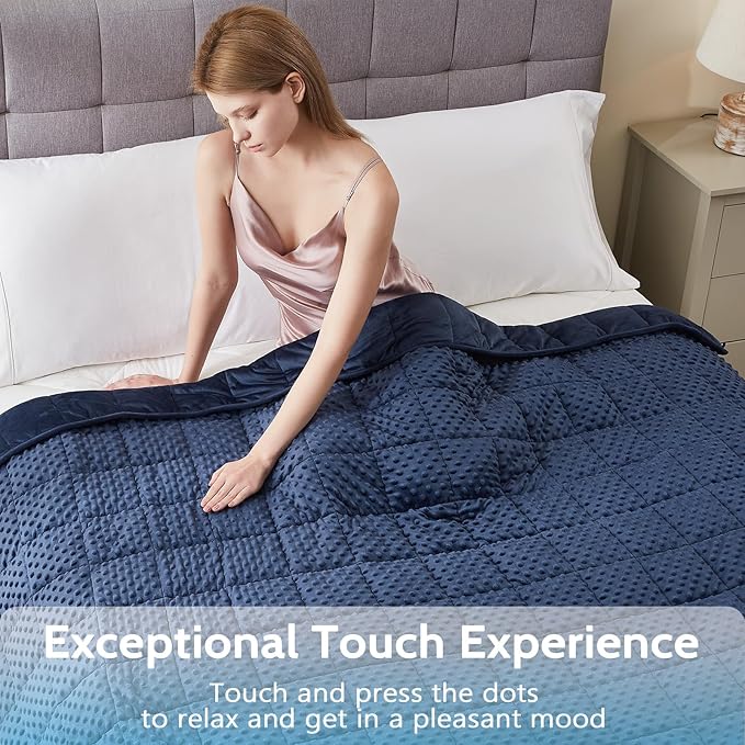 L'AGRATY Weighted Blanket for Adult - 60"x80" 20lbs Minky Dots Heavy Blanket with Glass Beads Soft Breathable for All-Season Summer Fall Winter Thick Comfort for Sleeping