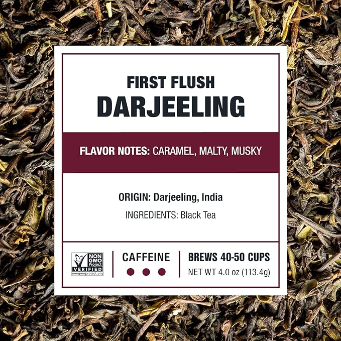 Tiesta Tea - First Flush Darjeeling Black Tea, Loose Leaf, Single Origin Premium Black Tea from India, Pure High-Caffeinated Blend, Makes Hot or Iced & Up to 50 Cups, 4oz Refillable Tin