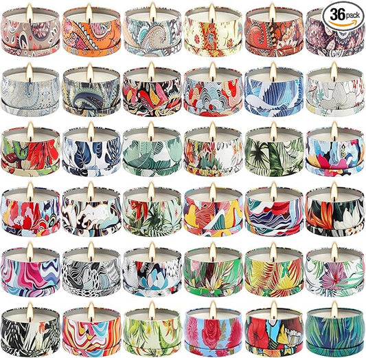 Set 36Pack Scented Candles Gifts Soy Wax Travel Tin Jar Candles for Home 2.5 OZ jar Candles for Mom for Christmas Candles, Birthday, Thanksgiving, Mother's Day,Aromatherapy