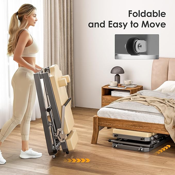 DlandHome Pilates Reformer, Foldable Pilates Reformer Machine with Springs & Resistance, Suitable for Advanced and Beginners Users Adjustable Pilates Equipment for Full-Body Home Workout Up to 330 lbs