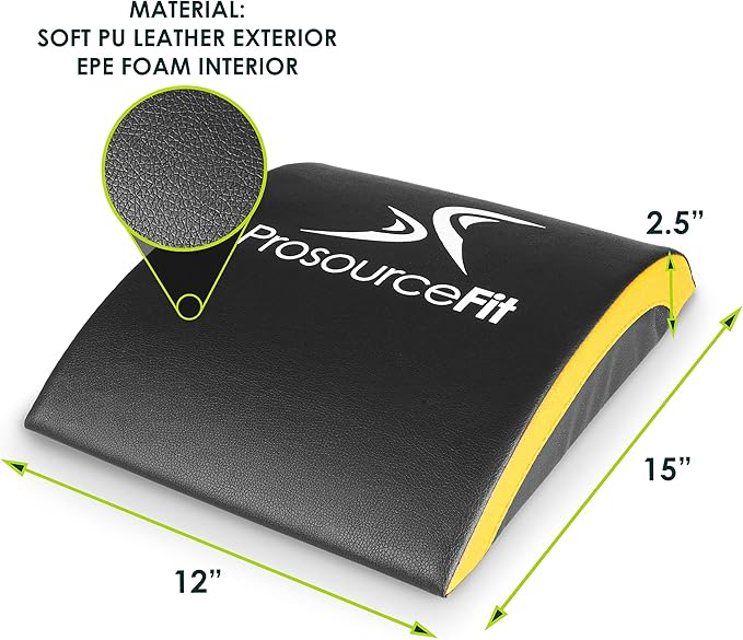 ProsourceFit Abdominal AB Mat 15" x 12" High Density Core Trainer, Black/Yellow