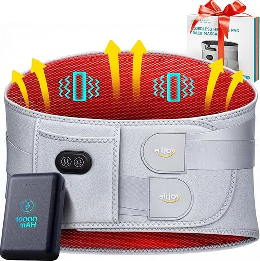 ALLJOY 67" Cordless Heating Pad for Back Pain Relief FSA Eligible HSA, 10000mAh Lower Back Massager with 3 Heat 3 Vibration, Portable Heating Pad for Cramps, Birthday Gifts for Women Men Mom Dad