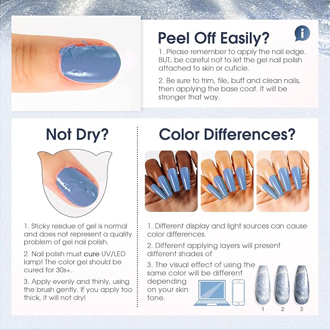 ROSALIND Cat Eye Gel Nail Polish with Magnet, 12 PCS Holographic Glitter Purple Blue Red Gel Polish Magnetic and Swirl Shell Thread Effect Sparkle Nail Polish Christmas Cateye Gifts for Women