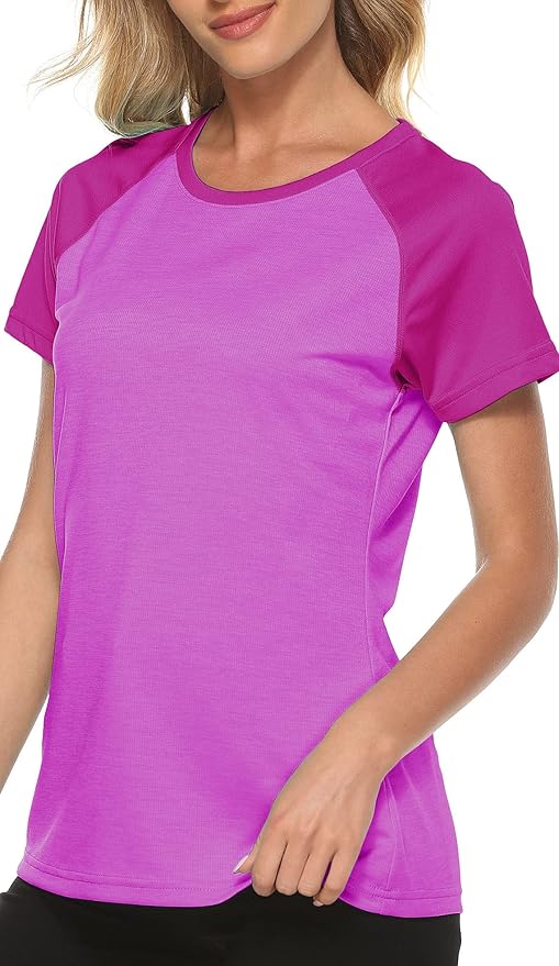 MoFiz Women's Short Sleeve UPF 50+ Sun Protection Sports T-Shirt Quick Dry Running Workout Athletic Tee Top