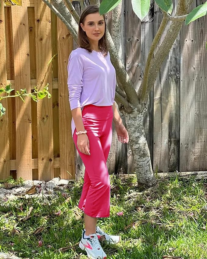 Promover Capri Pants for Women Wide Leg Yoga Cropped Pants with Pockets Loose Casual Summer Pants