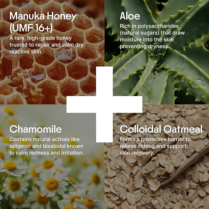 Clearbody Organics Manuka Honey Cream - 2 fl oz, Pack of 1 - Soothing Eczema Cream - Deep Hydration with Colloidal Oatmeal - Instant Manuka Relief for Dry, Itchy Skin