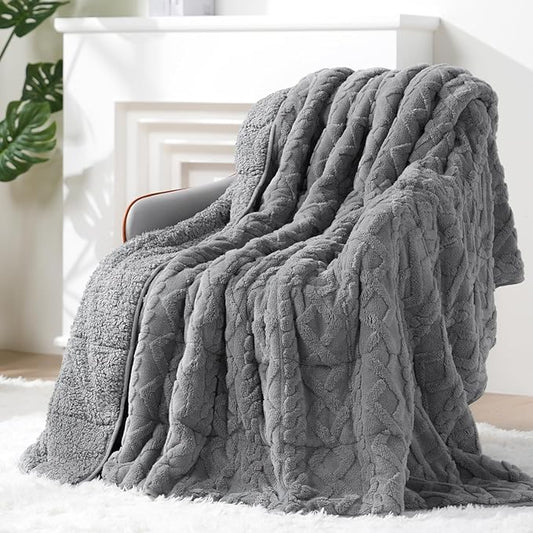 Super Fuzzy Soft Sherpa Fleece Weighted Blanket, 25 lbs Dual Sided Fluffy Heavy Weighted Blankets for Adults - No Bunching with Double Layers of Soft Inner Lining (60"x 80", 25 Pounds)