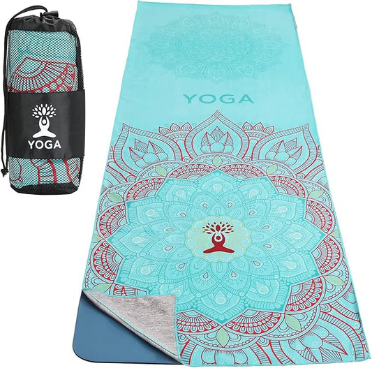 MoKo Yoga Towel, Non Slip Hot Yoga Blanket Printing Pattern Quick Dry with Corner Pocket for Bikram, Pilates, Gym Workout, Outdoor Picnic