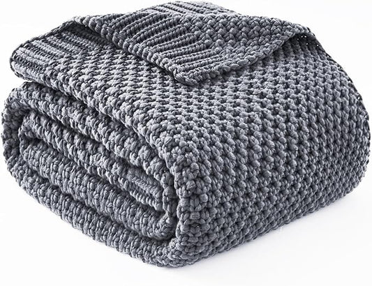 Topcee Knitted Weighted Blanket - 50"x60" 10lbs Cooling Chunky Knit Heavy Blanket for Adults Cable Yarn Knit Decorative No Beads Soft, Cozy and Cooling Weighted Throw Blankets Machine Washable
