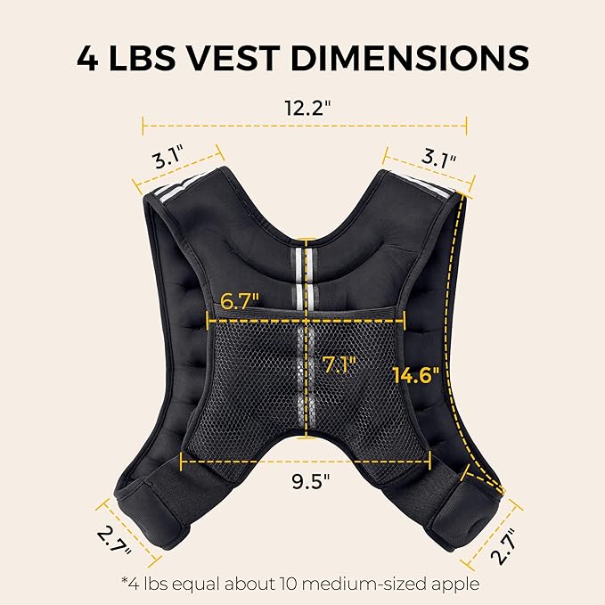 PACEARTH Weighted Vest,4lb/6lb/10lb/12lb/16lb/20lb/25lb/30lb Weight Vest with Reflective Stripe, Body Weight Vests Adjustable for Men, Women Workout, Strength Training, Running, Walking, Jogging