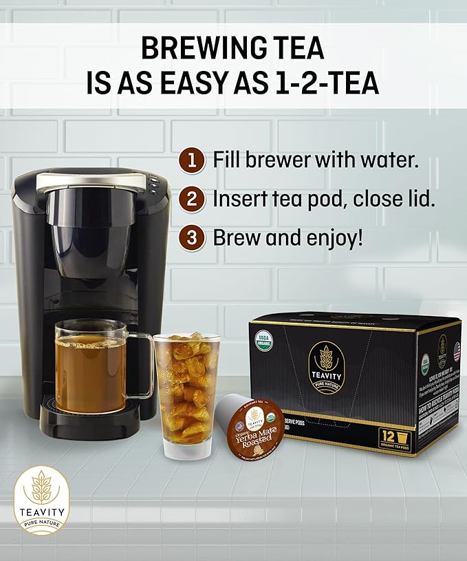 Organic Yerba Roasted Mate Tea Pods for Keurig by Teavity (24 Tea Pods)