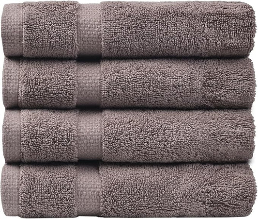 SOFE H&L | Olea Luxury Turkish Cotton Hand Towels Set of 4 Dark Gray | Premium, Soft, Durable, Absorbent | Hotel Quality Plush Towels and Thick Towel Sets