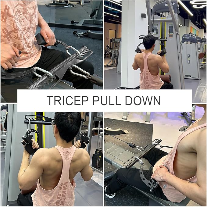 KORIKAHM Adjustable Lat Pull down Bar, Cable Machine Attachments for Gym, Home Gym Fitness T-bar Row Pulldown Attachments, Lat Pull Down Machine Wide Grip Neutral Grip Handle