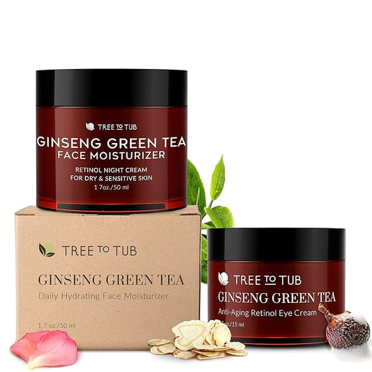 Tree to Tub Retinol Anti Aging Face Moisturizer for Dry & Sensitive Skin and Retinol Under Eye Cream for Dark Circles, Puffiness, Wrinkles, Bags Under Eyes