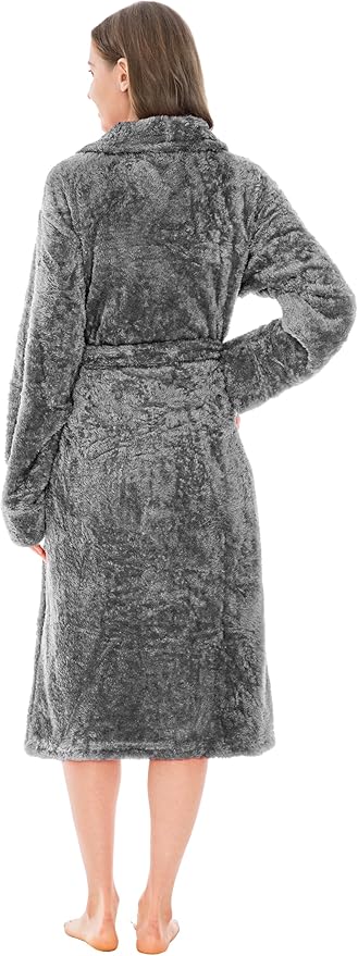 PAVILIA Premium Womens Plush Soft Robe Fluffy, Warm, Fleece Sherpa Shaggy Bathrobe