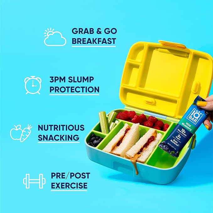 IQBAR Brain and Body Plant Protein Bars - Wild Blueberry - 36-Count - Keto, Vegan, Low Carb, High Fiber, Gluten Free, Dairy Free, Low Sugar Snack with Nutrients for Focus, Energy, Meal Replacement