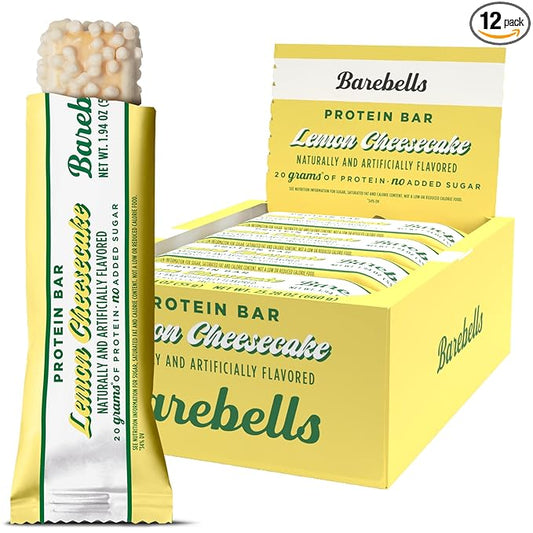 Barebells Protein Bars Lemon Cheesecake - Pack of 12, 20g High Protein Treats - Chocolate Nutrition Bar with 1g Total Sugars - On-The-Go Breakfast or Post-Workout Snack