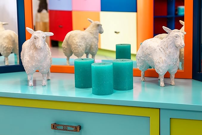 Melt Candle Pillar Candles - Unscented Candles for Home, Church, Weddings, & More - 3" x 4", Turquoise