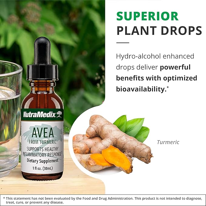 NutraMedix Avea Turmeric Extract - Liquid Turmeric Supplement for Stress, Mood Support & Promoting a Healthy Inflammatory Response - Daily Stress Relief Drops (1oz / 30ml)