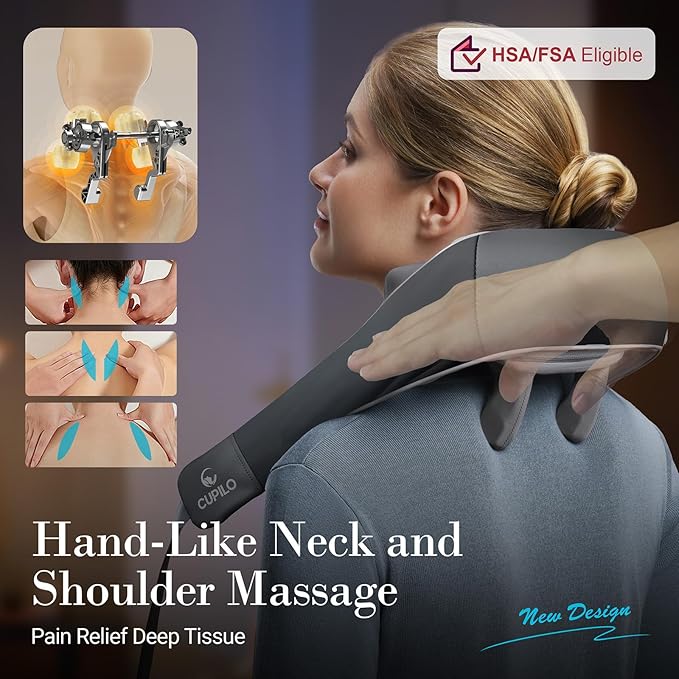 Shiatsu Neck Massager with Heat - [2025 Upgraded] FSA Eligible, Cordless Neck Massager for Pain Relief with Wireless Controller,Massage for Back Shoulder Traps,Ideal Gifts for Women,Men