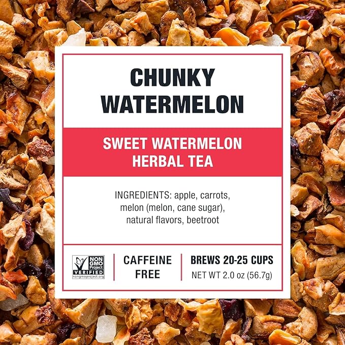 Tiesta Tea - Chunky Watermelon, Loose Leaf, Sweet Watermelon Herbal Tea, Premium Non-Caffeinated Blend, Make Hot or Iced, Brews Up to 25 Cups, 2 Ounce Resealable Pouch