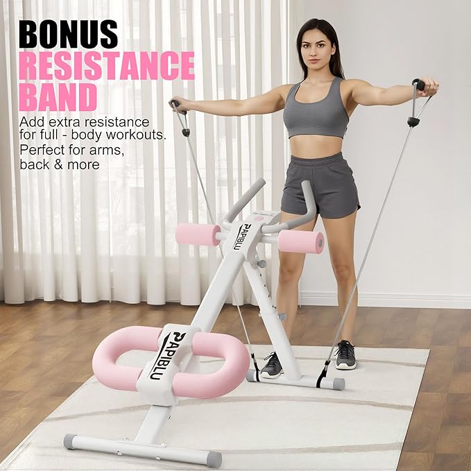Abdominal Trainers - Adjustable Ab Trainer Machine, Foldable Abdominal Workout Equipment with Knee Protection - Home Gym Core Strength Trainer for Men & Women