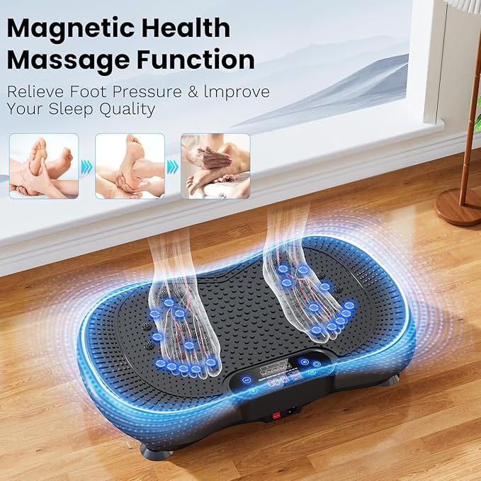 Vibration Plate Exercise Machine, Lymphatic Drainage Machine for Weight Loss, 100-Speed Platform with Remote & Bands, Quiet Full Body Vibrating Plate 500 Lbs Capacity Fitness Platform