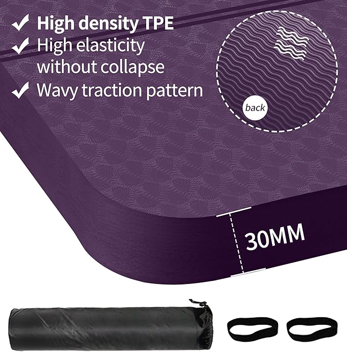 nuveti Large Exercise Mat - 15mm/20mm/30mm Thick Yoga Mat | Workout Mat for Fitness, Yoga, Pilates, Stretching & Floor Exercises for Women & Men with Free Carrying Bag