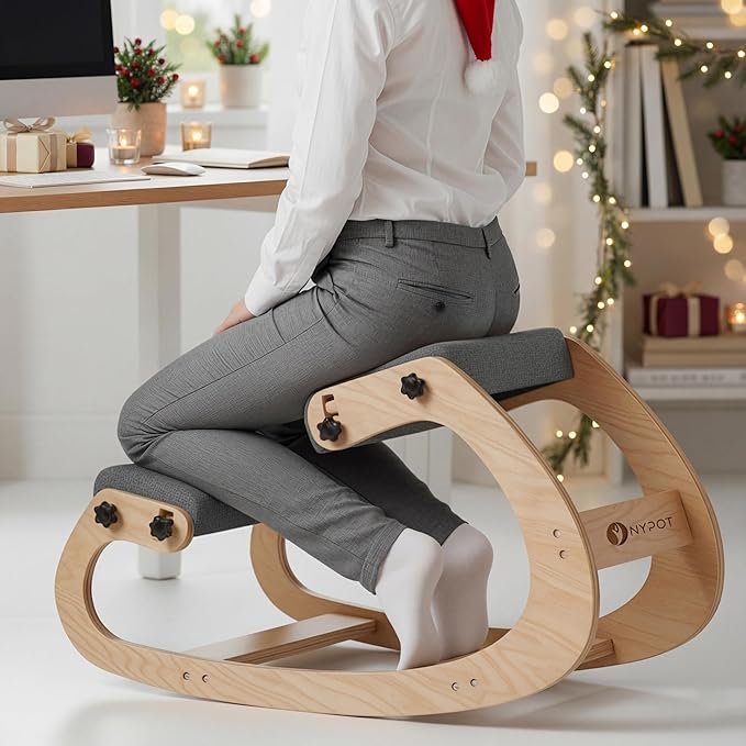 NYPOT Ergonomic Kneeling Chair with Adjustable Seats - Knee Chair for Posture Correction & Kneel Rocking Stool for Desk - Back Pain Relief for Home and Office, Supports 250 pounds - 5 Years Warranty