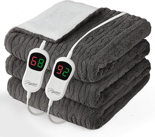 Homemate Electric Heated Blanket King - 100"x90" Heating Bed Blankets Throw with 10 Heating Levels 8 Hours Auto Off Fast Heating Over-Heated Protection Ultra Soft Warm Flannel ETL Certified