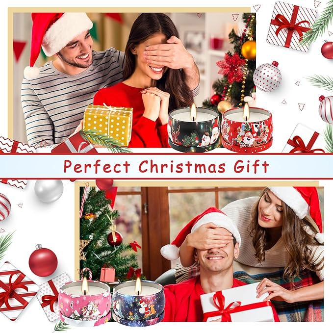 24 Packs Christmas Scented Candles Gift- Aromatherapy Candle-2.5oz Soy Wax-Long Lasting Burn time, Advent,Christmas Thanksgiving Gifts, Home Decor.