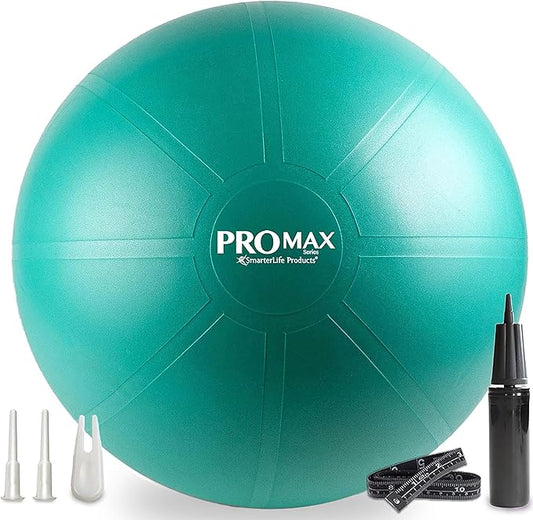 SmarterLife PRO MAX Workout Exercise Ball for Fitness, Yoga, Balance, Stability, or Birth Ball for Pregnancy and Labor, Great as Yoga Ball Chair for Office or Home Gym Equipment