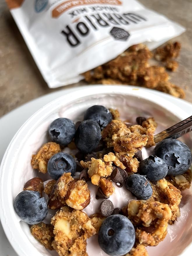 BeeFree Warrior Mix Gluten Free Granola - Chunky Granola Bites | Paleo, Low Carb, Grain Free, Preservative Free, Oat Free | Low Calorie Snacks | Bob's Salted Caramel, 9 Ounce Bag