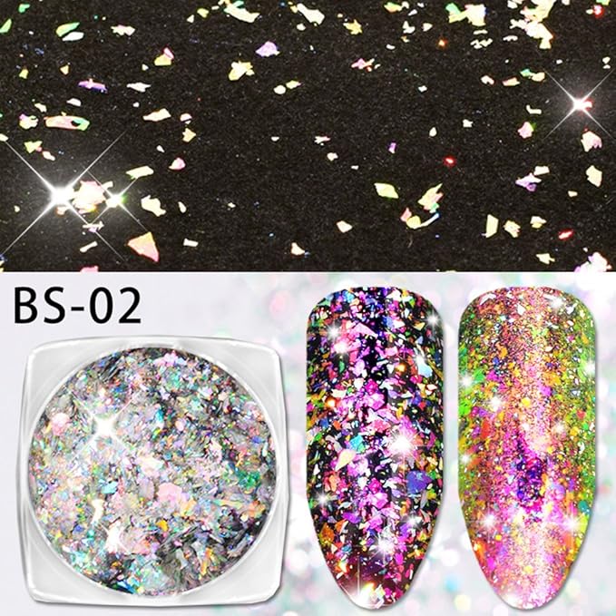 Nail Art Chameleon Sequins Laser Glitter Holographic Flakes Paillette 3D Galaxy Mirror Powder 3 Boxes