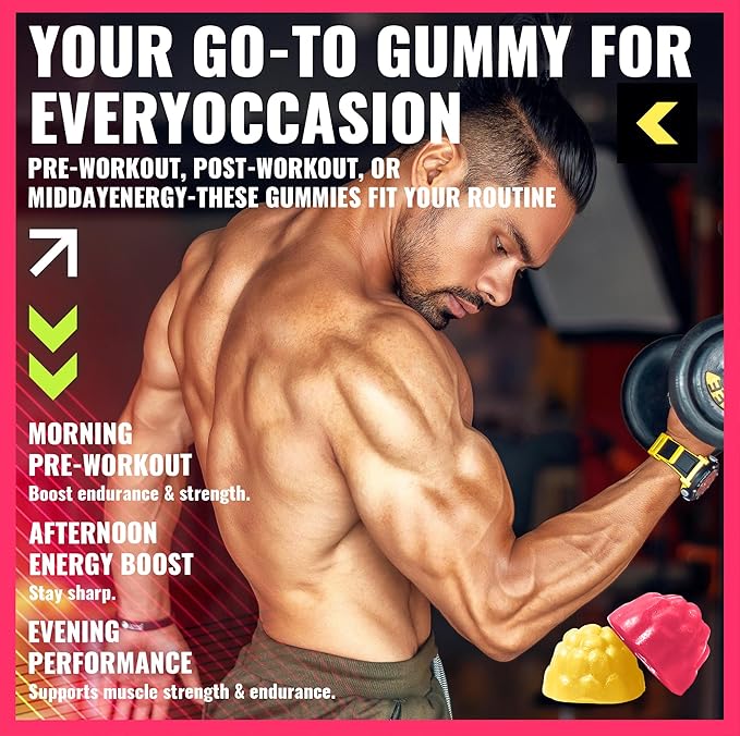 Creatine Monohydrate Gummies (5g) – Pre-Workout Energy & Muscle Growth Support for Men & Women | Pineapple Watermelon Electrolyte Gummies (135 Count)