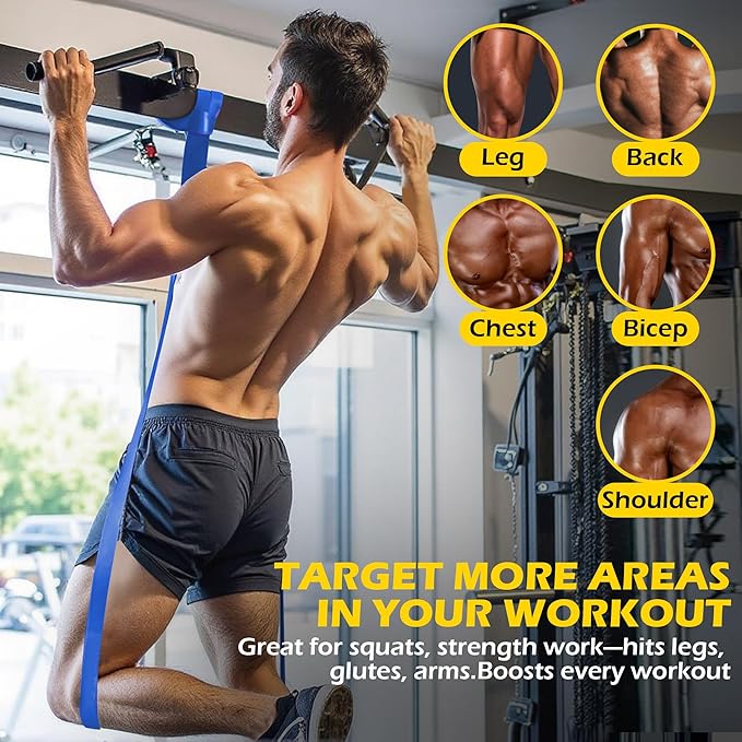 Pull Up Bands, Resistance Bands Set for Pull-Up Assistance, Exercise Bands with Door Anchor & Grip Pads for Men & Women Working Out, Physical Therapy, Muscle Training