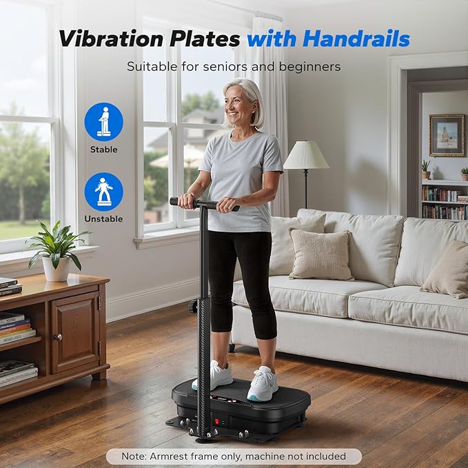 MERACH Vibration Plate Armrest, Handrails for Vibration Plates, Height Adjustable Armrests Suitable for Seniors and Beginners, Only Handrails Without Vibration Plate