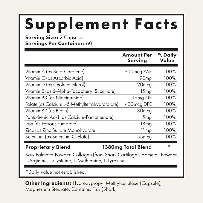 Foundation Skincare UnTangled Hair Vitamins (60-day supply) - Collagen & Biotin Supplement for Women & Men, Visibly Thicker, Faster Hair Growth