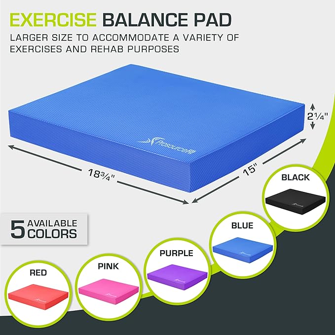 ProsourceFit Exercise Balance Pad – Non-Slip Cushioned Foam Mat & Knee Pad for Fitness and Stability Training, Yoga, Physical Therapy 15.5”x12.75”